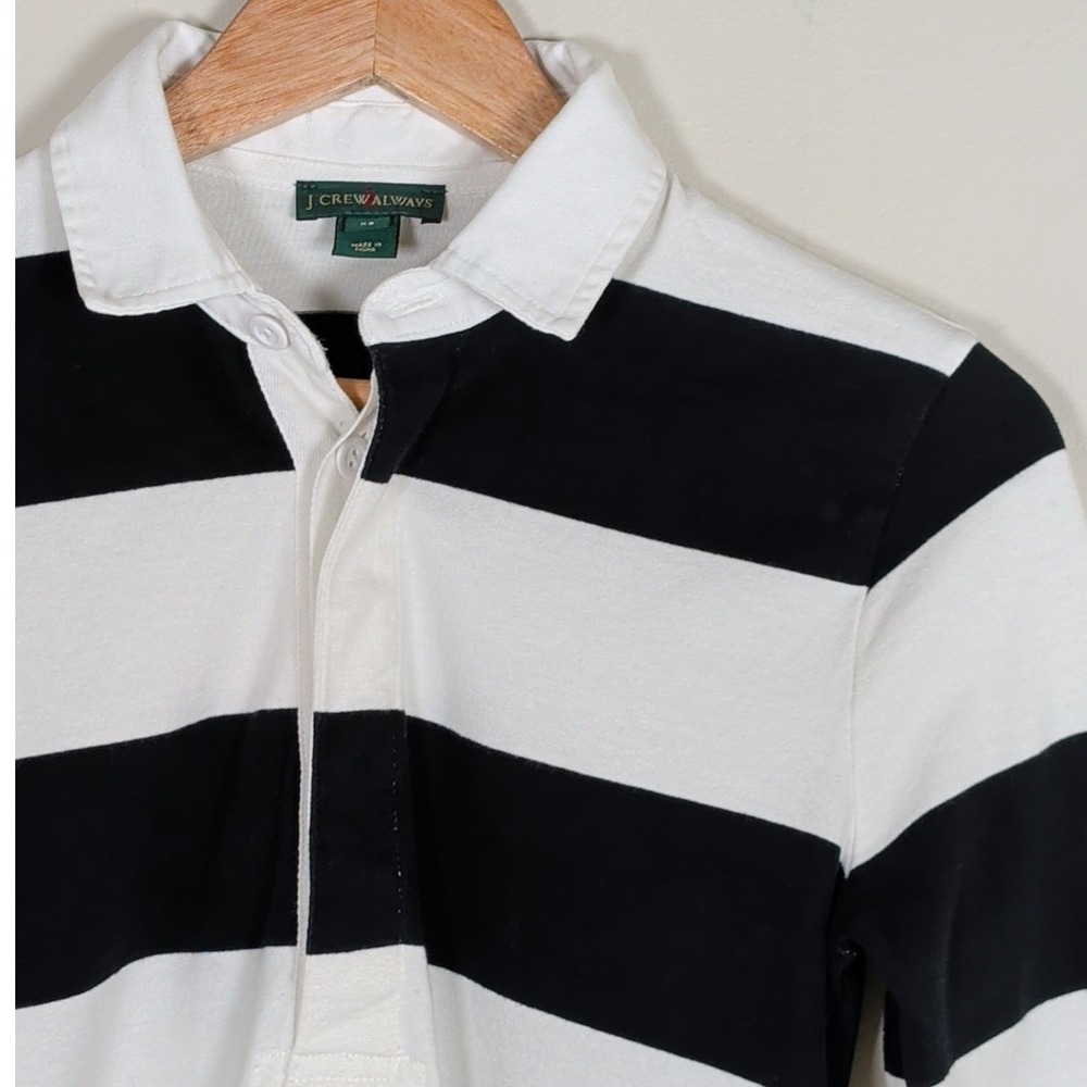 J. Crew Mens X-Small Rugby Stripe Black & White Long Sleeve Shirt Preppy Coastal